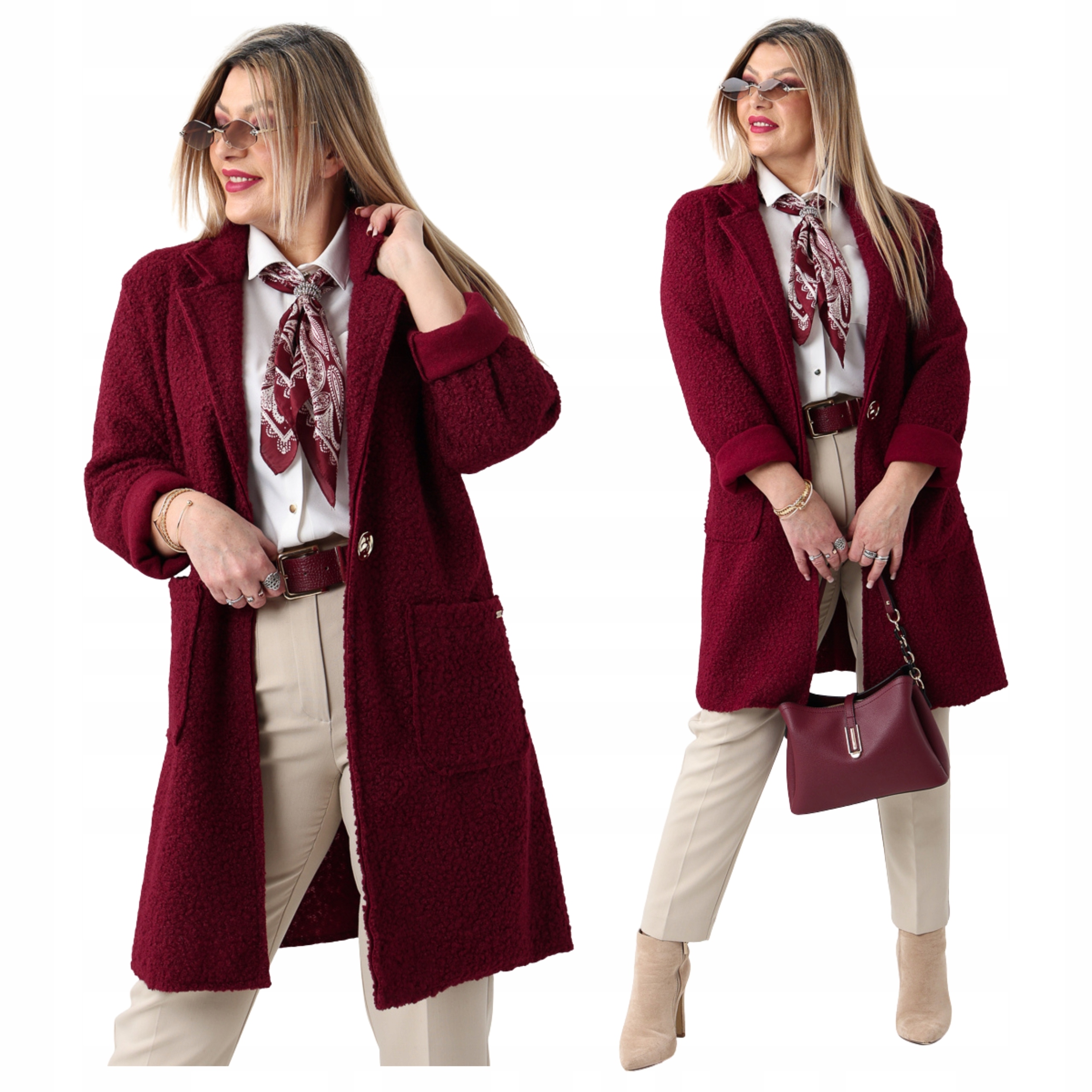 Płaszcz bukla damski przejściowy Polski Producent duże rozmiary