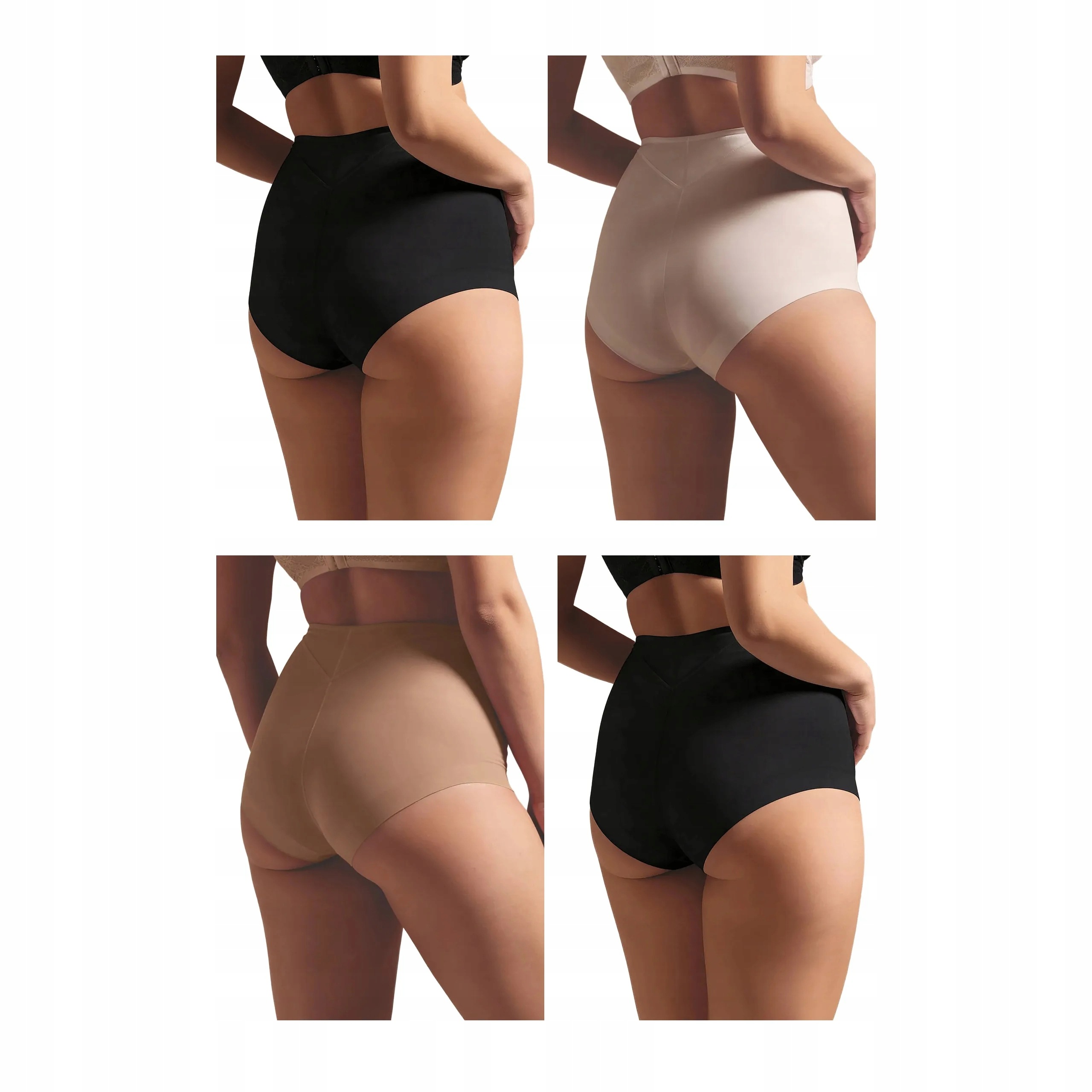4 ks Kalhotky s vysokým pasem 2x Černá Milk Honey 3XL