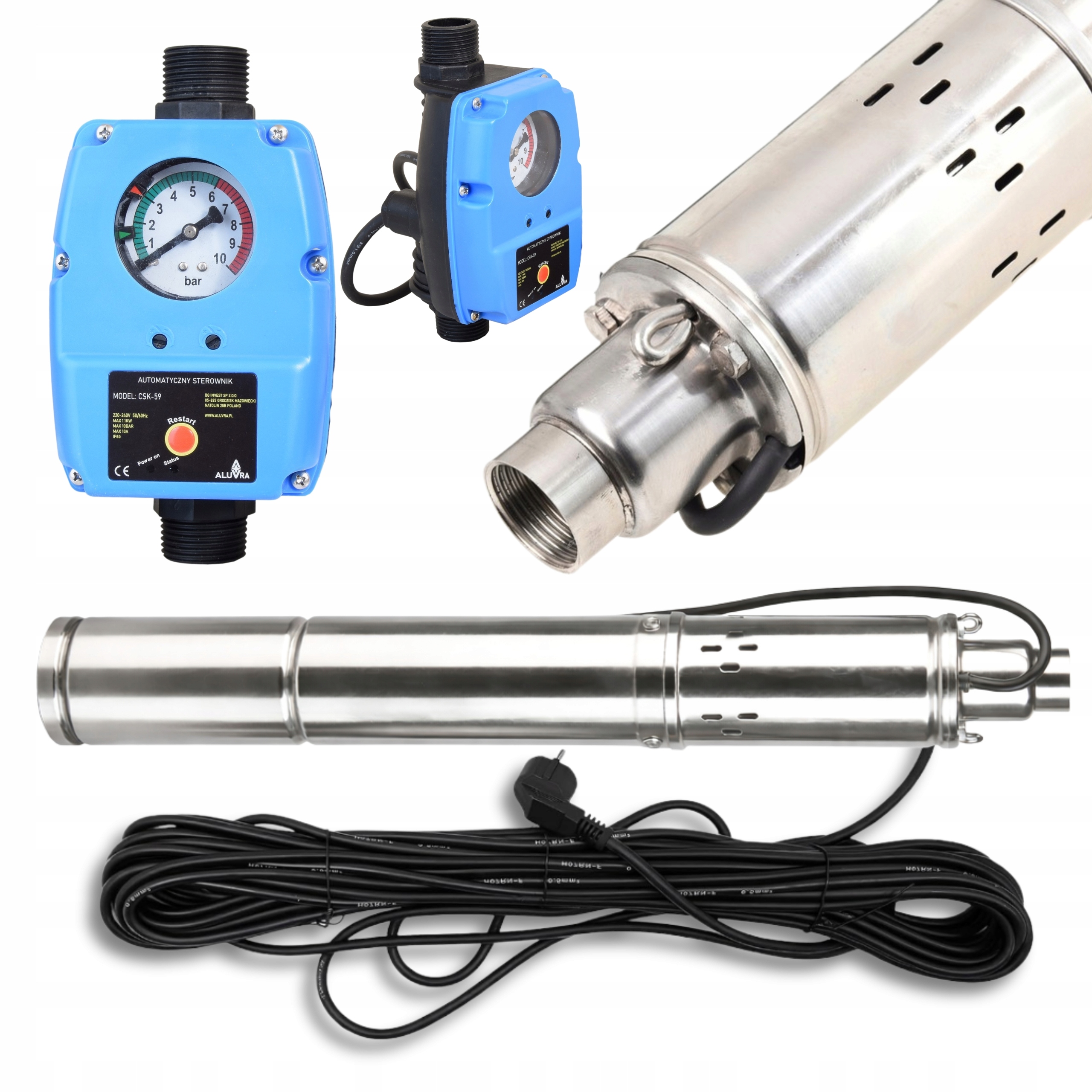 Elektrická Ponorná Pumpa 3 Palce 1800 l/h 250 W Na Vodu Ovládač CSK-59