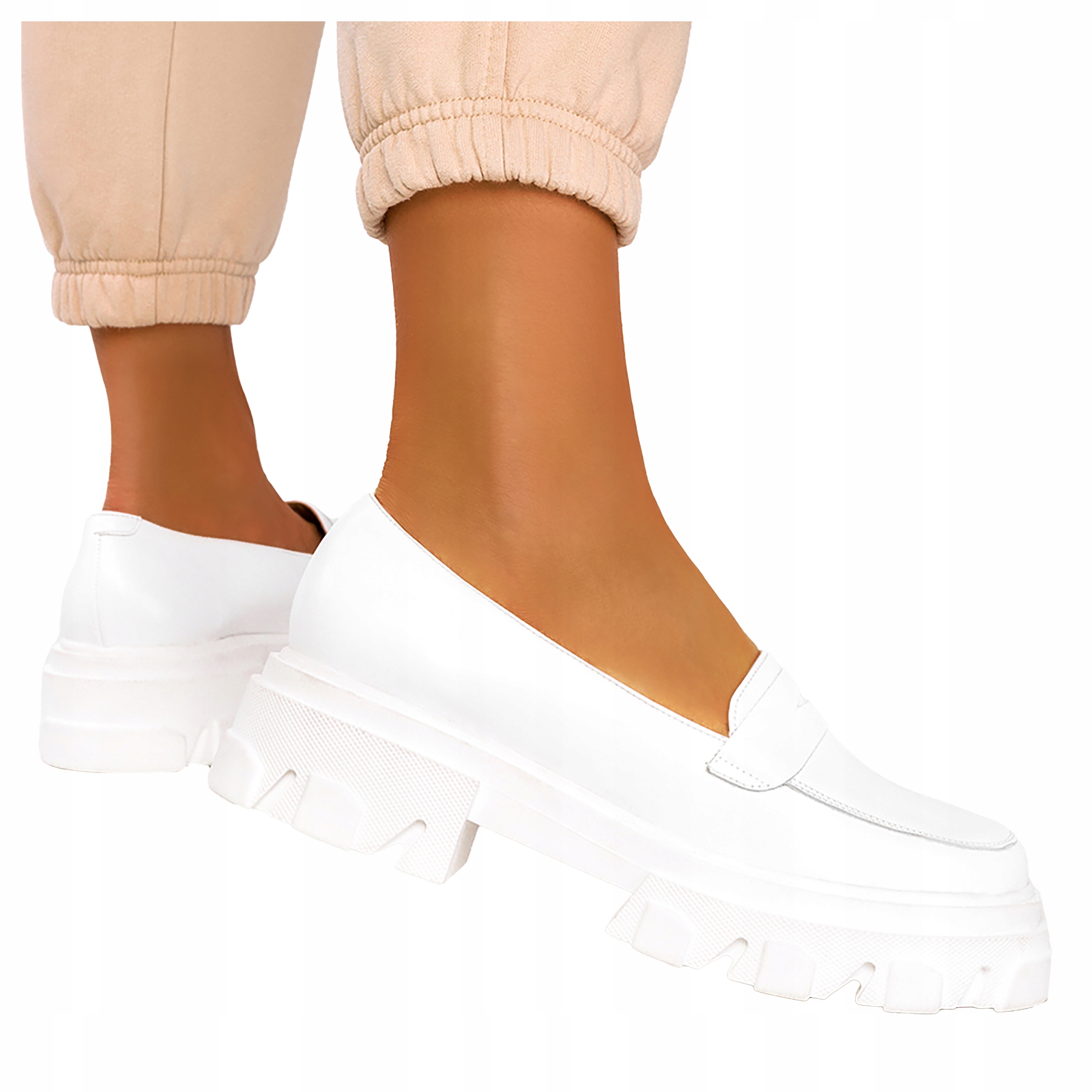 Mokasíny Na Platformě Polské Kožené Polobotky 40