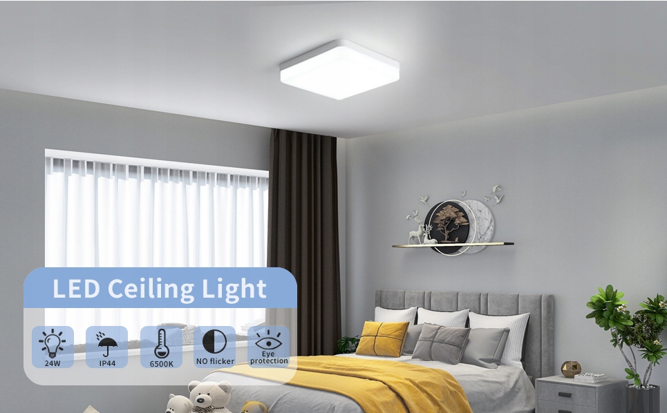 LAMPA PLAFON LED LAMPA ŁAZIENKOWA SUFITOWA BIAŁY 6000K KWADRAT IP44 Kolor biały