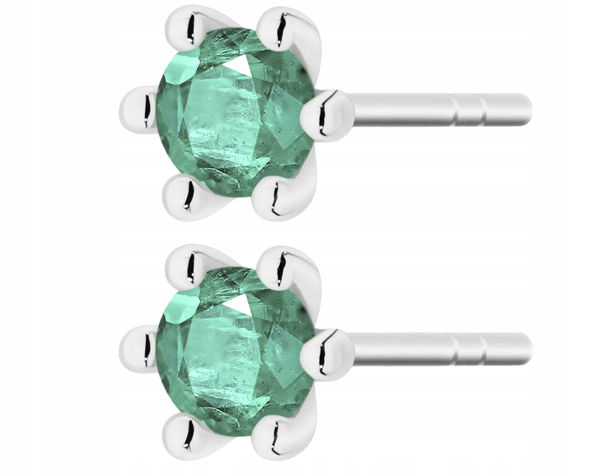 Bílé Zlato Náušnice Přírodní Kámen Zelený Smaragd Tyčinka Zlato 585