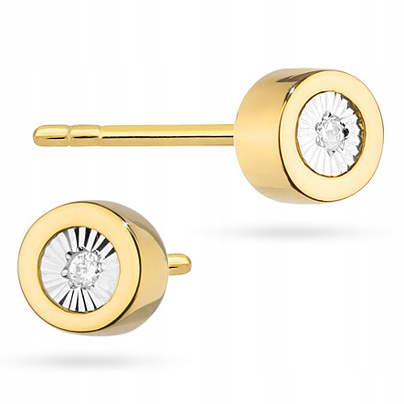 Złote Kolczyki 585 Kółeczka z Brylantami 0,03ct