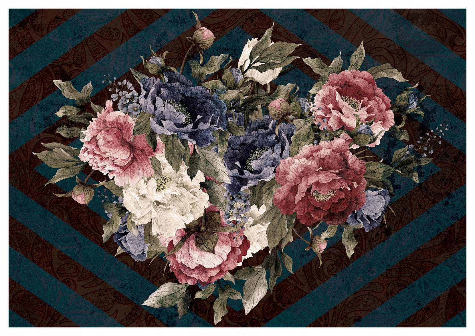 Vliesová fototapeta Pivoňky geometrie elegance do obývacího pokoje 416x290 lepidlo