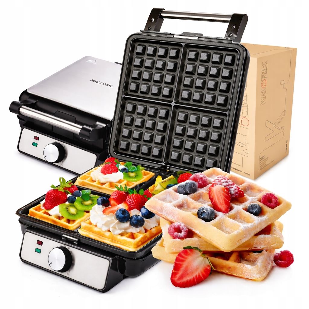 Gofrownica 1500W XXL 4 Duże Gofry Regulacja Temperatury Non Stick Mocna