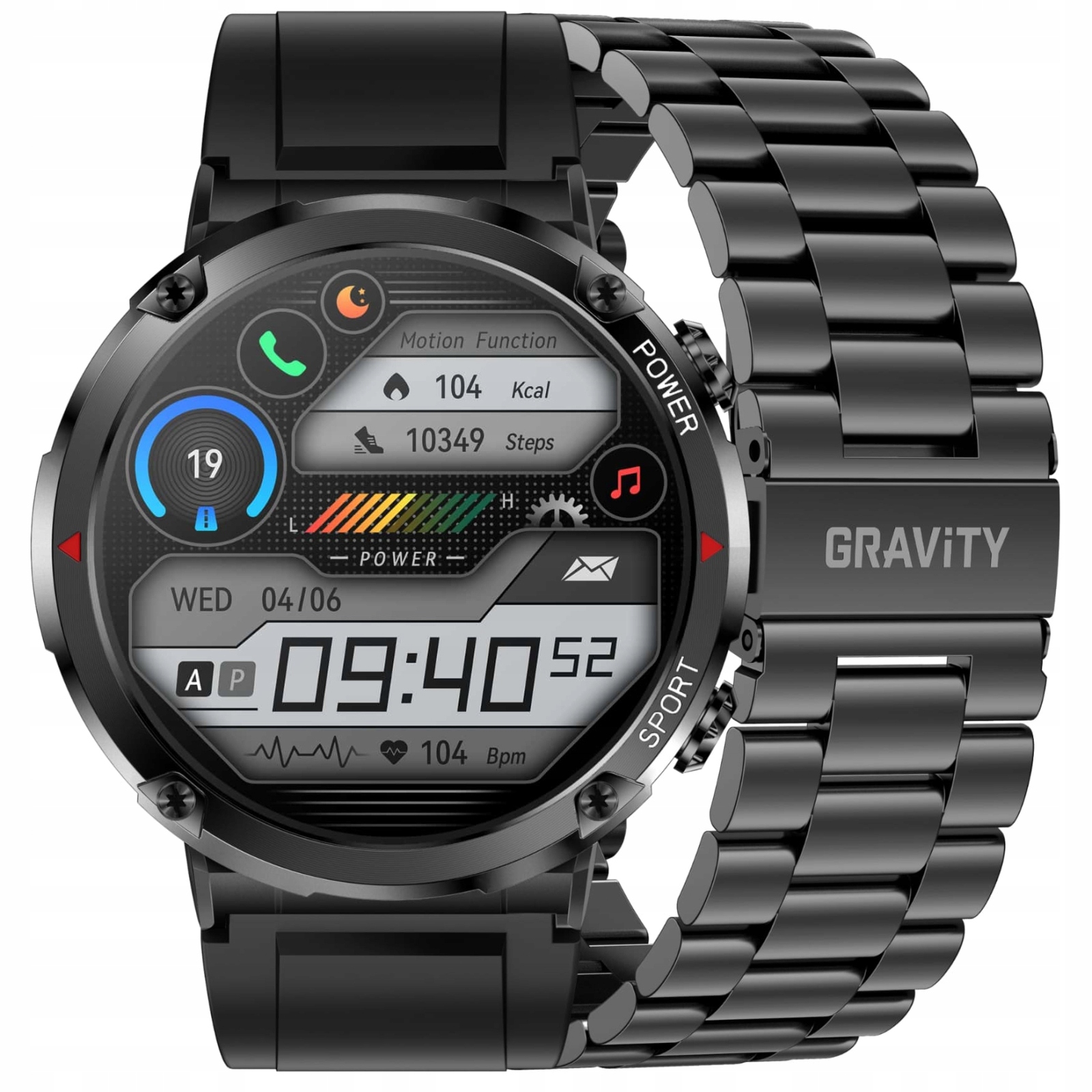 Chytré Hodinky Gravity GT21-1 Černý Silikonový řemínek