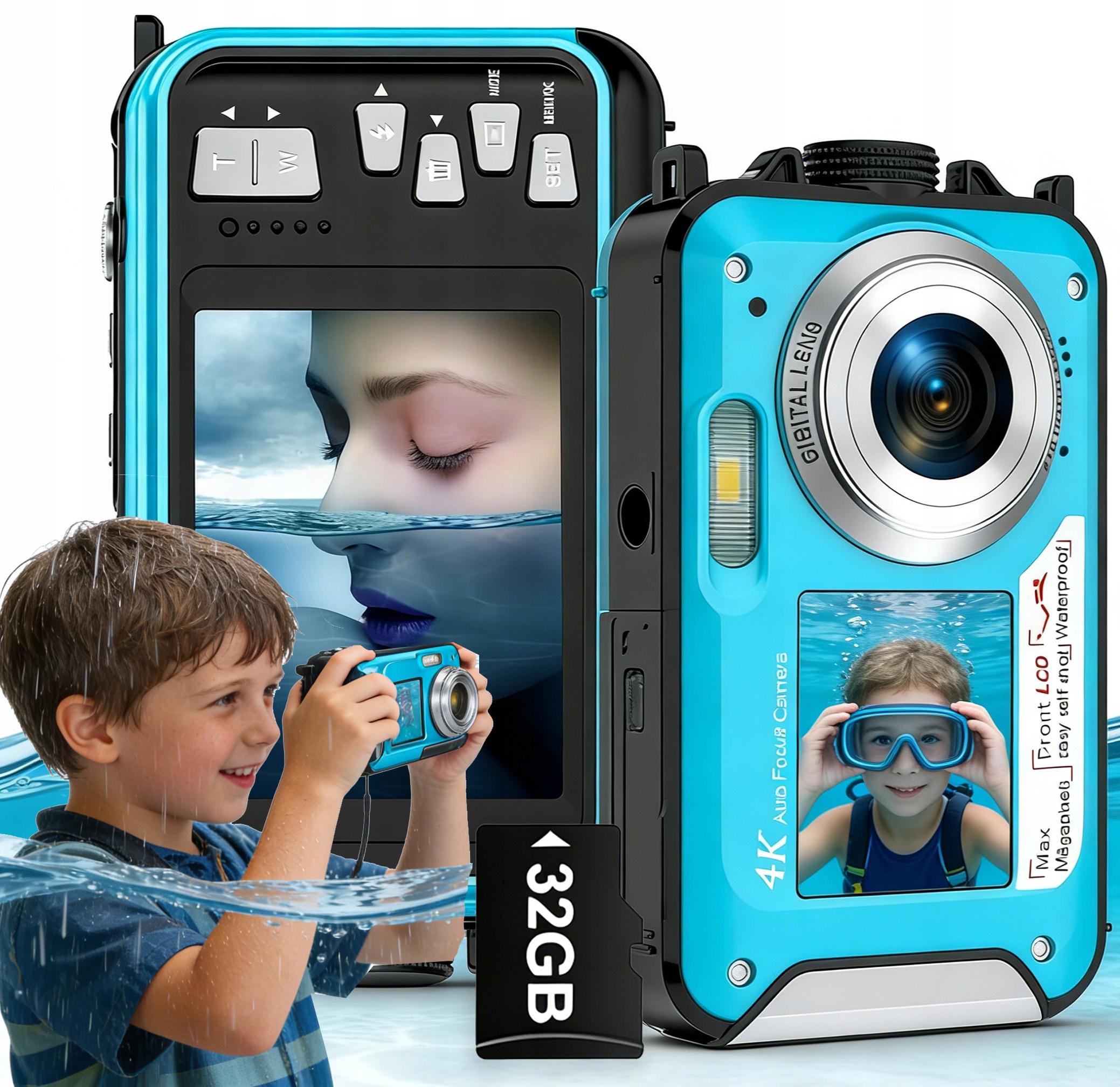 Kamera Digitální Podvodní Fotoaparát Vodotěsná 48MP Hd 4K 16X Zoom 32G Karta