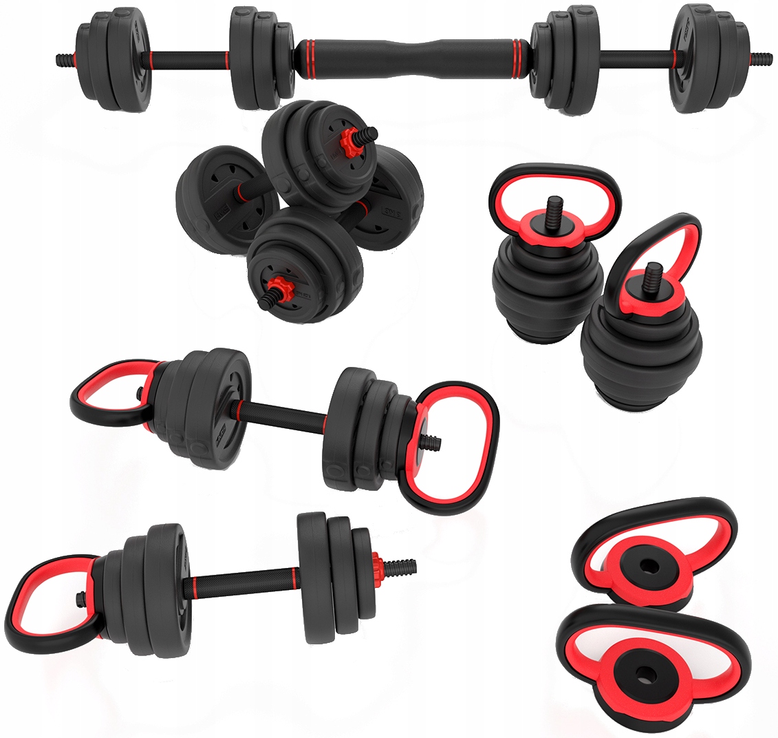 

Duży Zestaw 6w1 Hantle Sztanga Kettlebell 20kg Hms