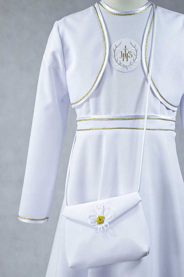 ALBA SUKIENKA KOMUNIJNA Z BOLERKIEM SZYTA NA MIARĘ Rozmiar 140