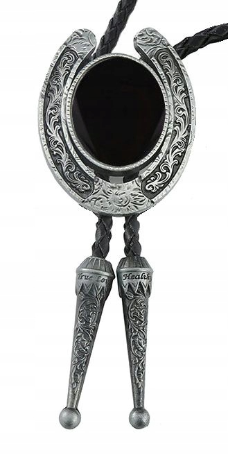 

Bolo podkowa obsydian syntetyczny krawat western