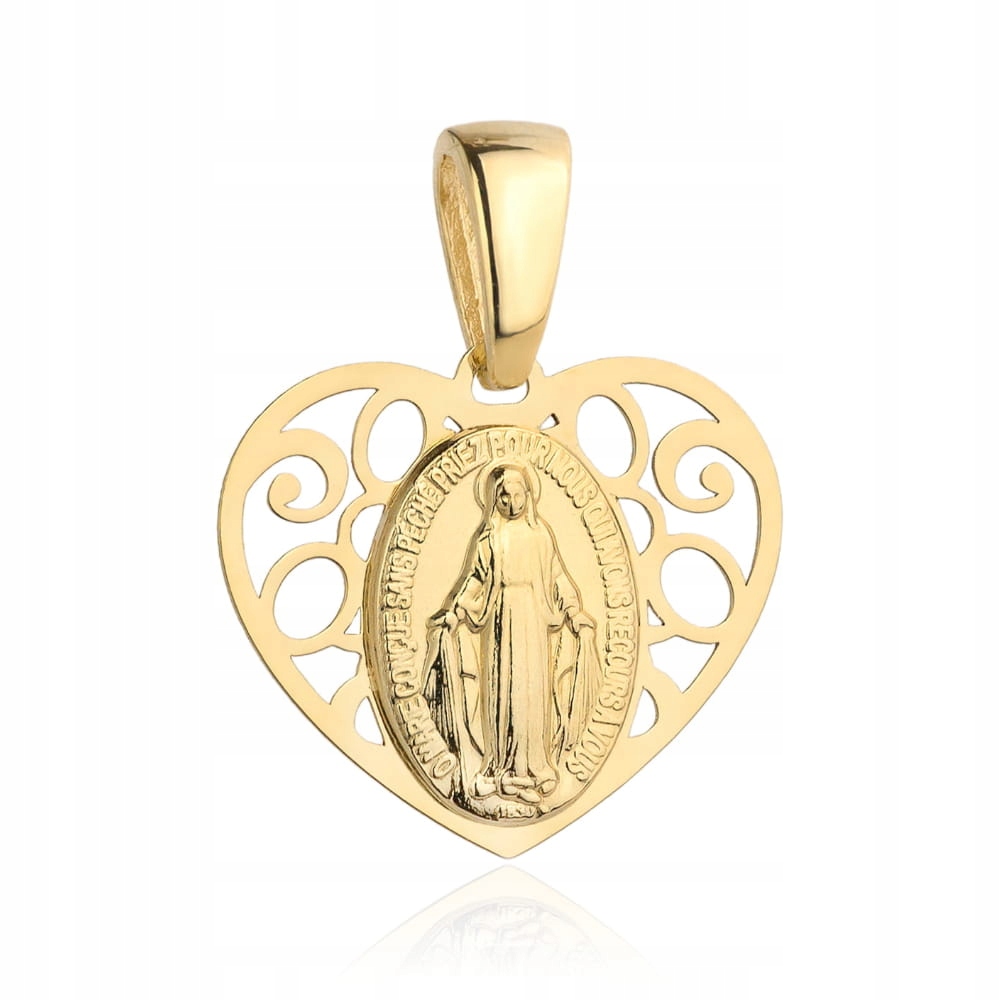 Zlatý medailon 585 prolamované srdce 0.79 g šperky na křtiny přijímání