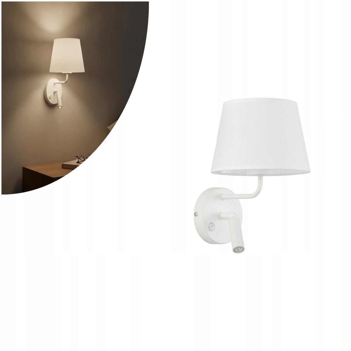 Biela nástenná lampa Maja škandinávska nad posteľ v spálni Tk Lighting