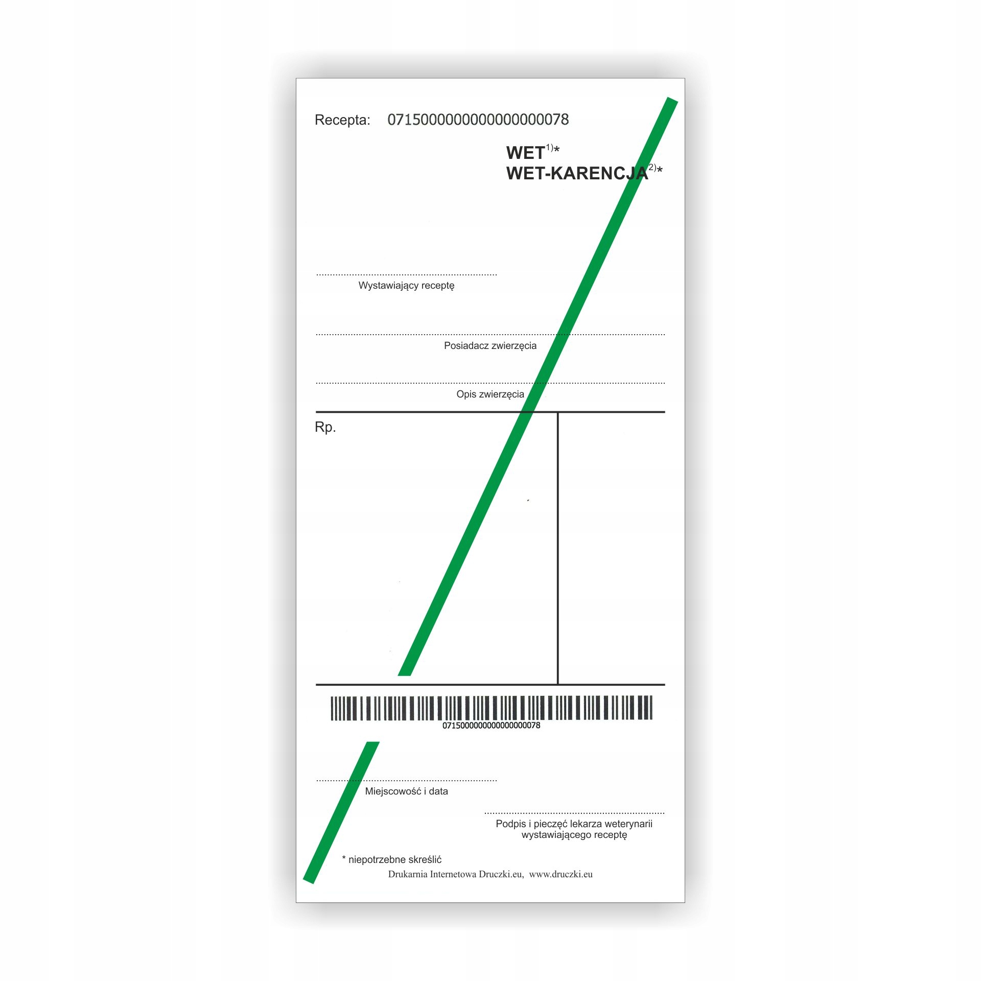 

Recepty weterynaryjne z kodem kreskowym Numerowane