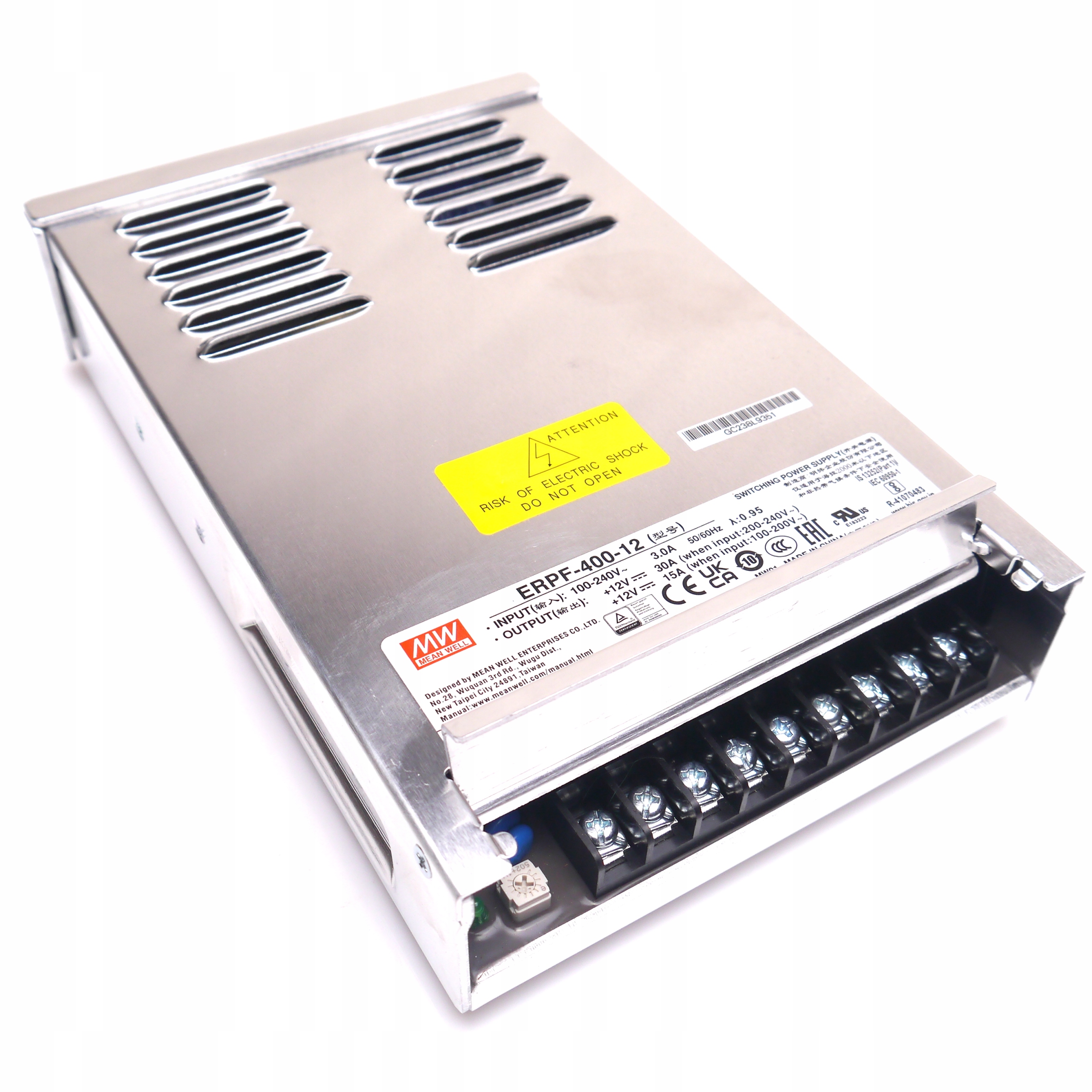 Mean Well zasilacz ERPF-400-12 montażowy 30A 12V 360W kuchnia Salon schody