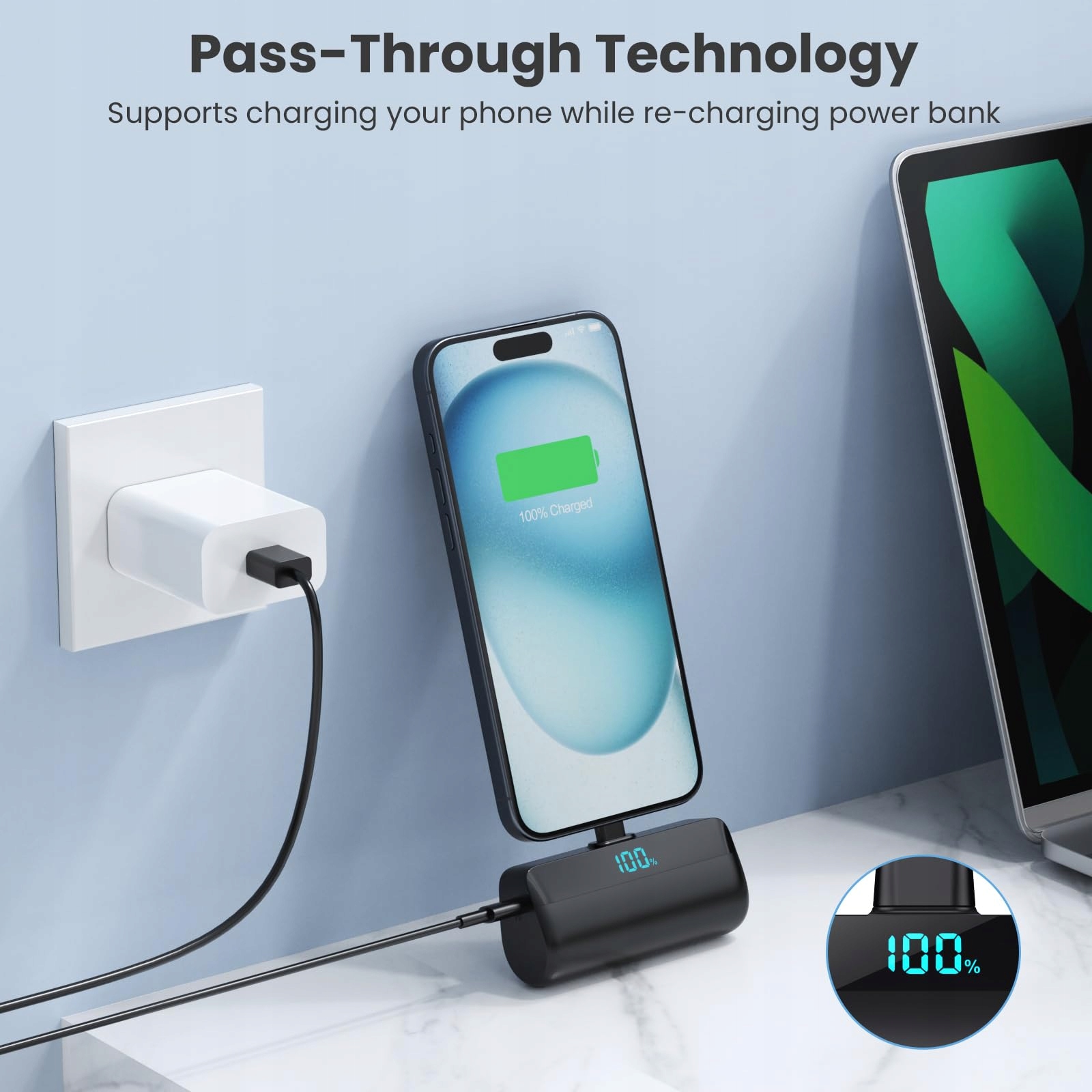 FEOB Mini Power Bank 5200mAh Szybkie Ładowanie USB C LCD iPhone Samsung — miniatura 6