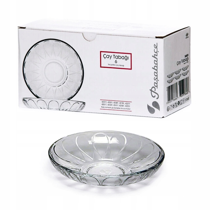 6x SPODEK SZKLANY OKRĄGŁY ŻŁOBIONY PASABAHCE KOMPLET TURCJA