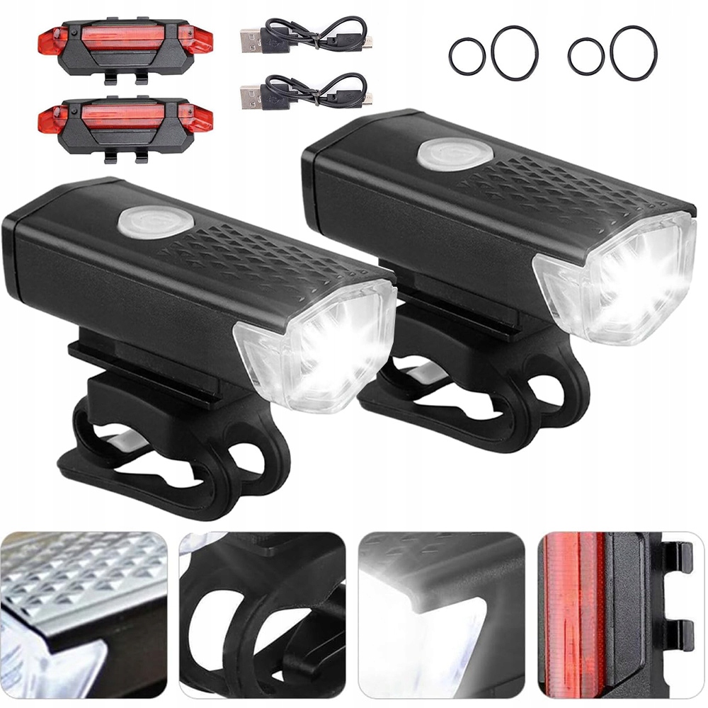 ZESTAW SWIATELED DO ROWERU ODPORNY NA WODE IP65 I UDARY Z ALUMINIUM