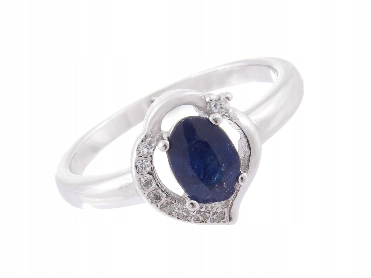 Stříbrný Prstýnek S Ródiovou Úpravou Vel. 15 Přírodní Safír