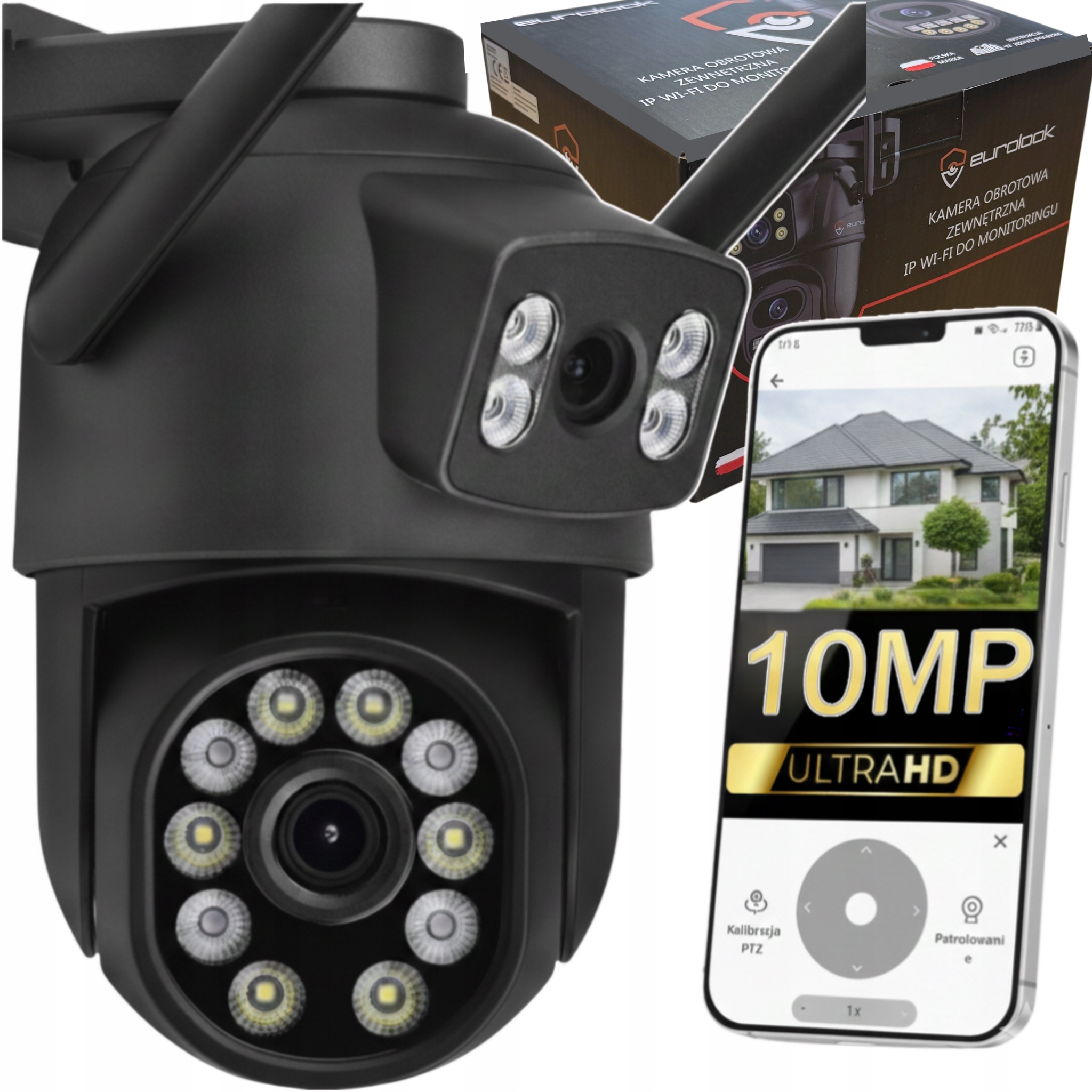 Otočná Venkovní Kamera 10MP Dvojitá 4xZOOM Ultra Hd Detekce Ip Wifi