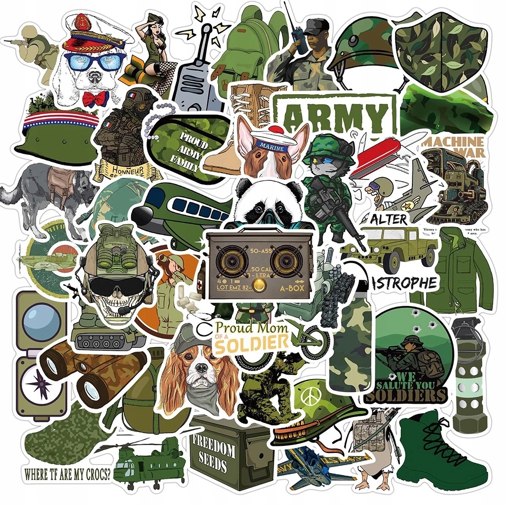NAKLEJKI NA LAPTOP STICKERBOMB MIX MILITARY 50 szt Producent Inna