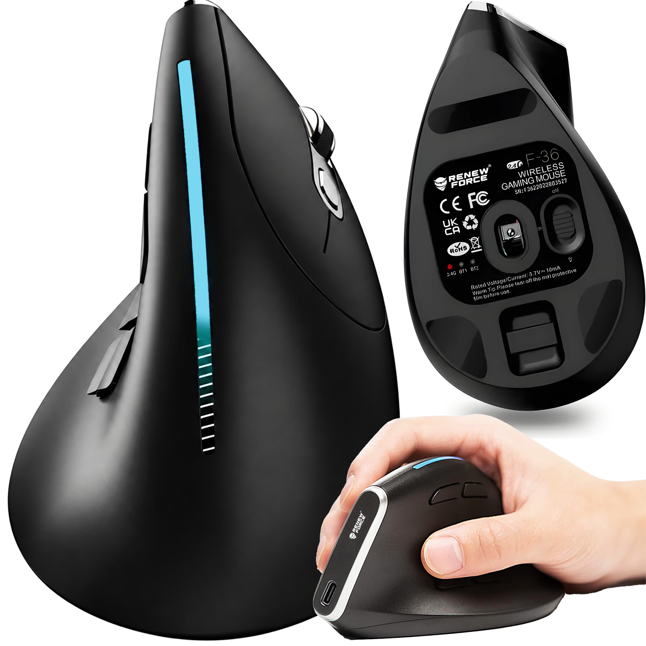 Pionowa Mysz Bezprzewodowa Wertykalna Myszka Ergonomiczna Bluetooth 2400DPI