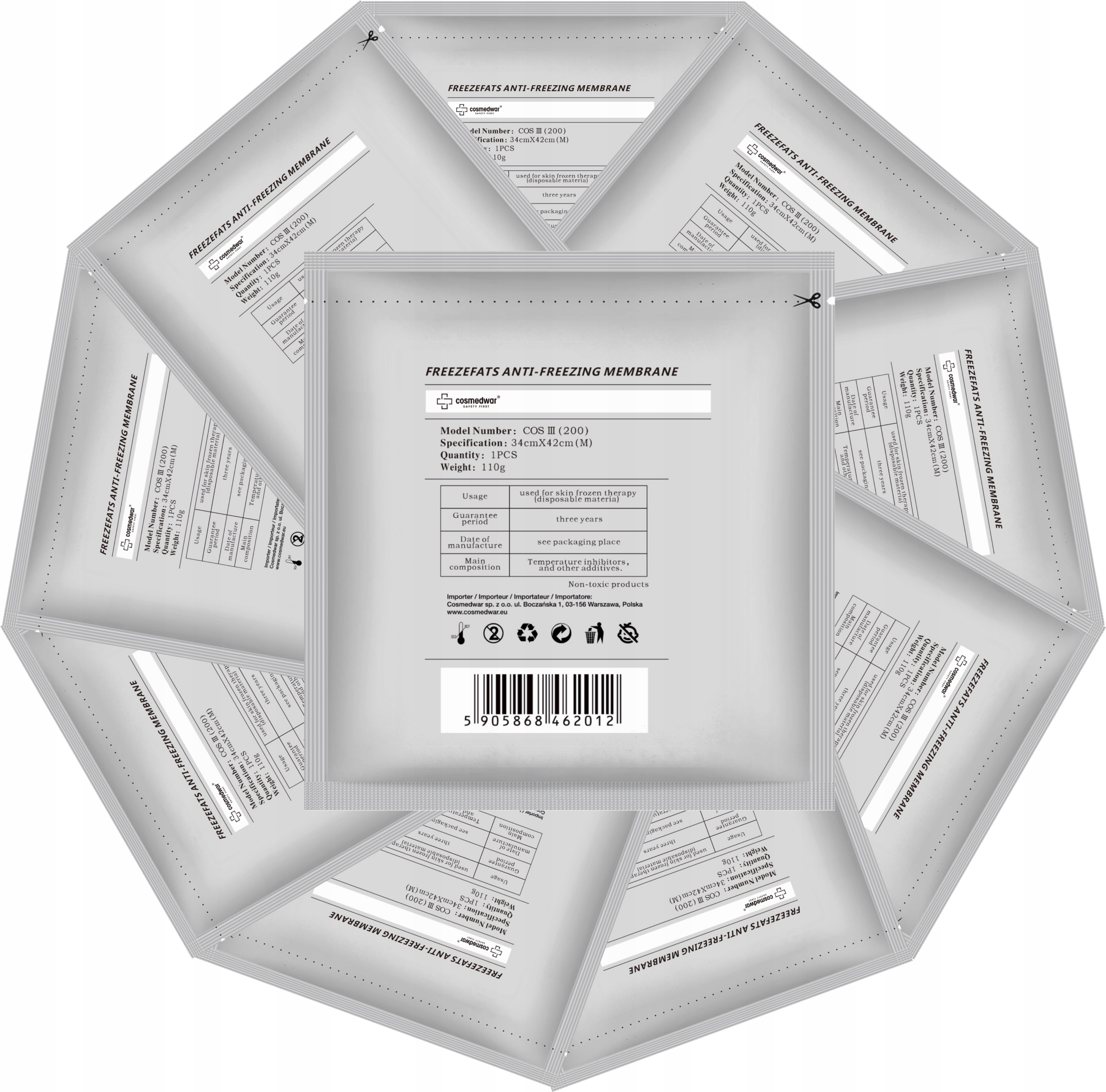 Cosmedwar kryolipolýzní Membrána 42 cm x 34 cm 1 kus