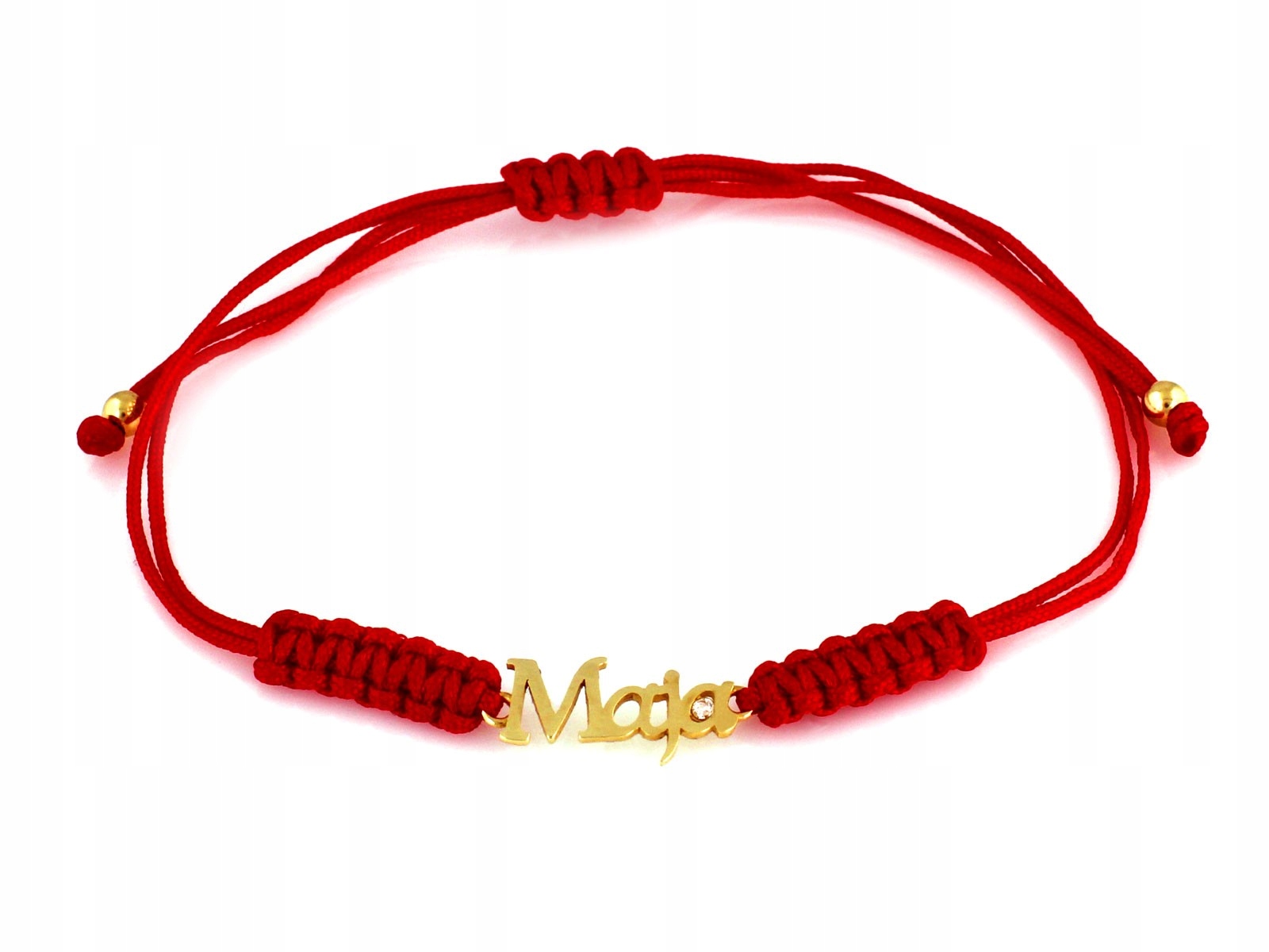 Zlatý náramek 585 s zirkonem „Maja“ na červené šňůře 0.54 g