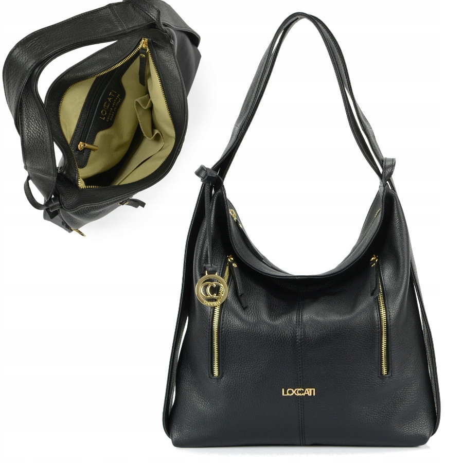 

Miejska torebka plecak 2w1 worek włoska skóra duża