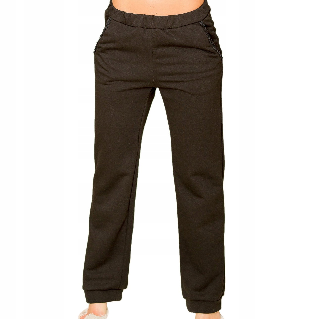 Dámské Teplákové Kalhoty Antao XL Černé Teplákovka z bavlny Kapsa Dlouhé Boho