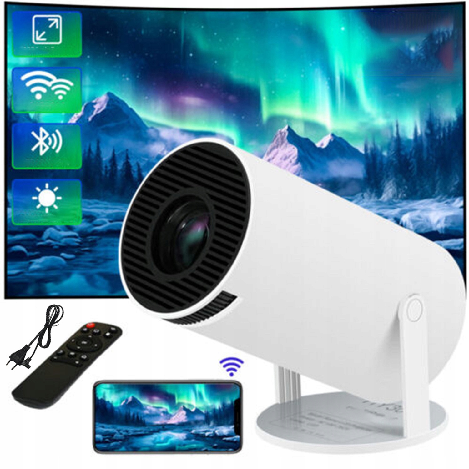 Mini Prenosný Otočný Projektor Full Hd Smart Tv Box Android Reproduktor