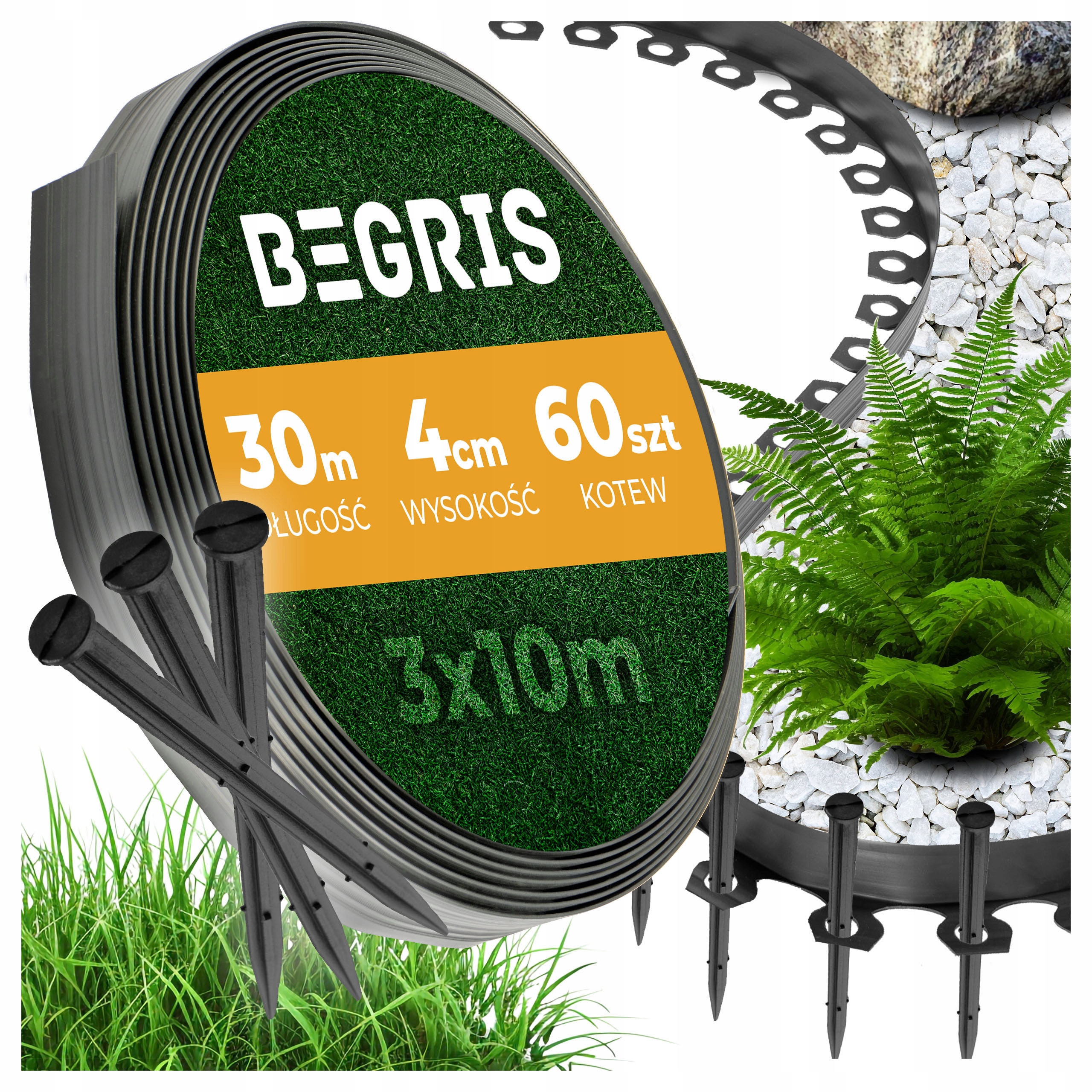 Obrzeże Ogrodowe Obrzeże Trawnikowe Plastikowe Czarne 30 M Obrzeża 3X10M