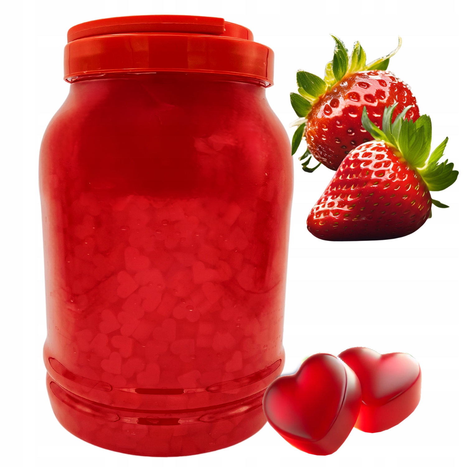 Levně Želé Bonbony pro Bubble Tea Nata de Coco Srdce Jahoda 3,8 kg