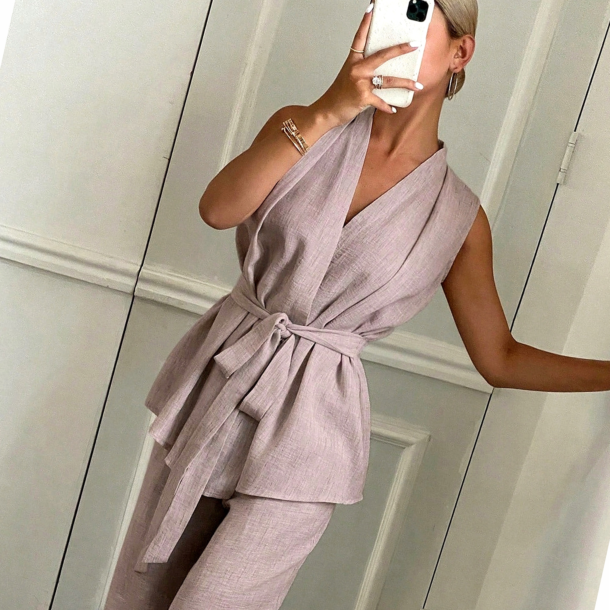 Letní komplet Oversize Denní s obálkovým Wide Legem Dámský S 36