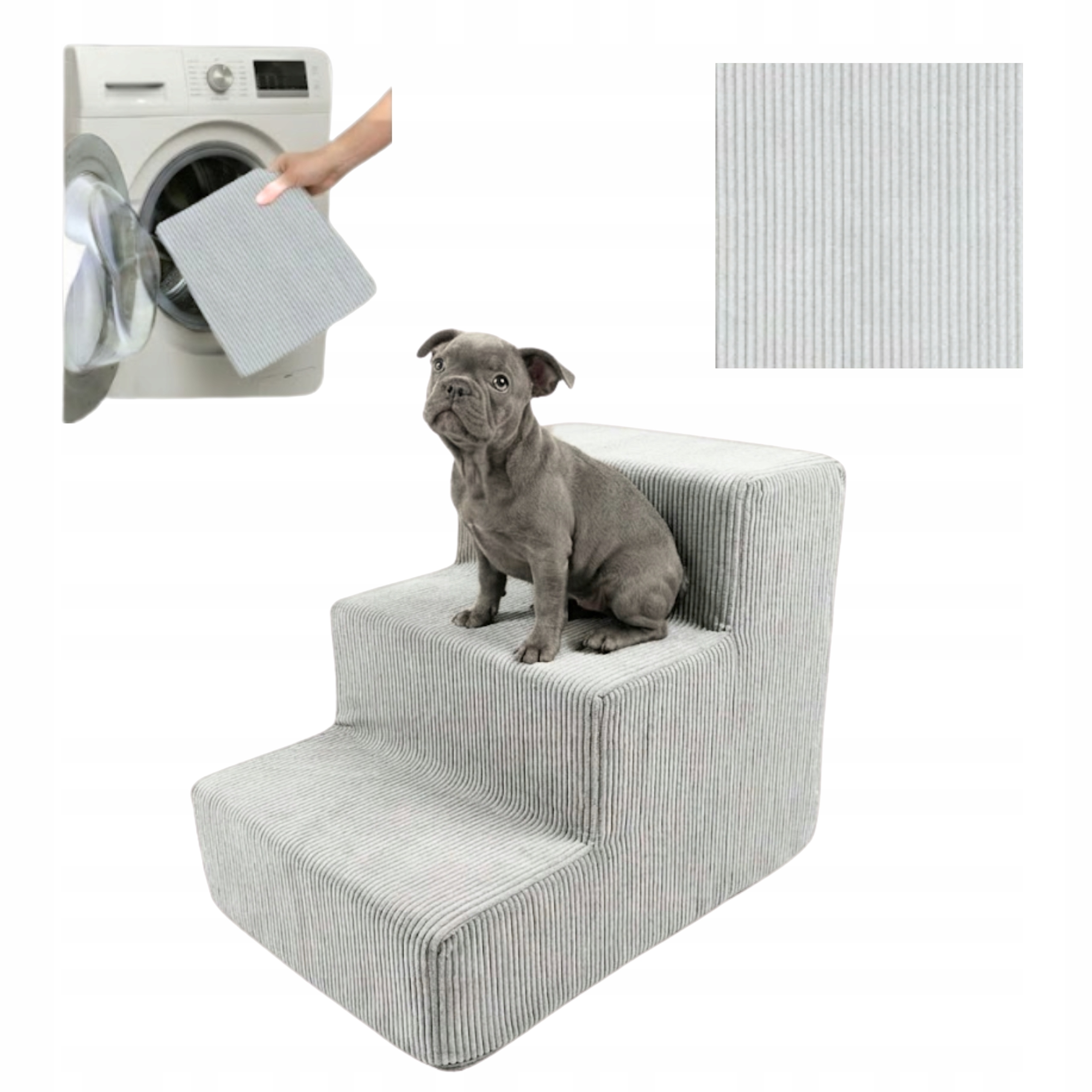 Schůdky Pro Psa Pro Nastupování Plošina 3 Stupně, Šedá Rampa 36 CM