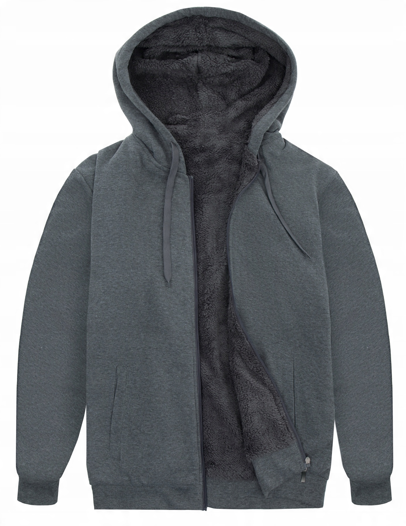 

Bluza Męska Ocieplana Z Futerkiem Na Zamek Sz -XXL
