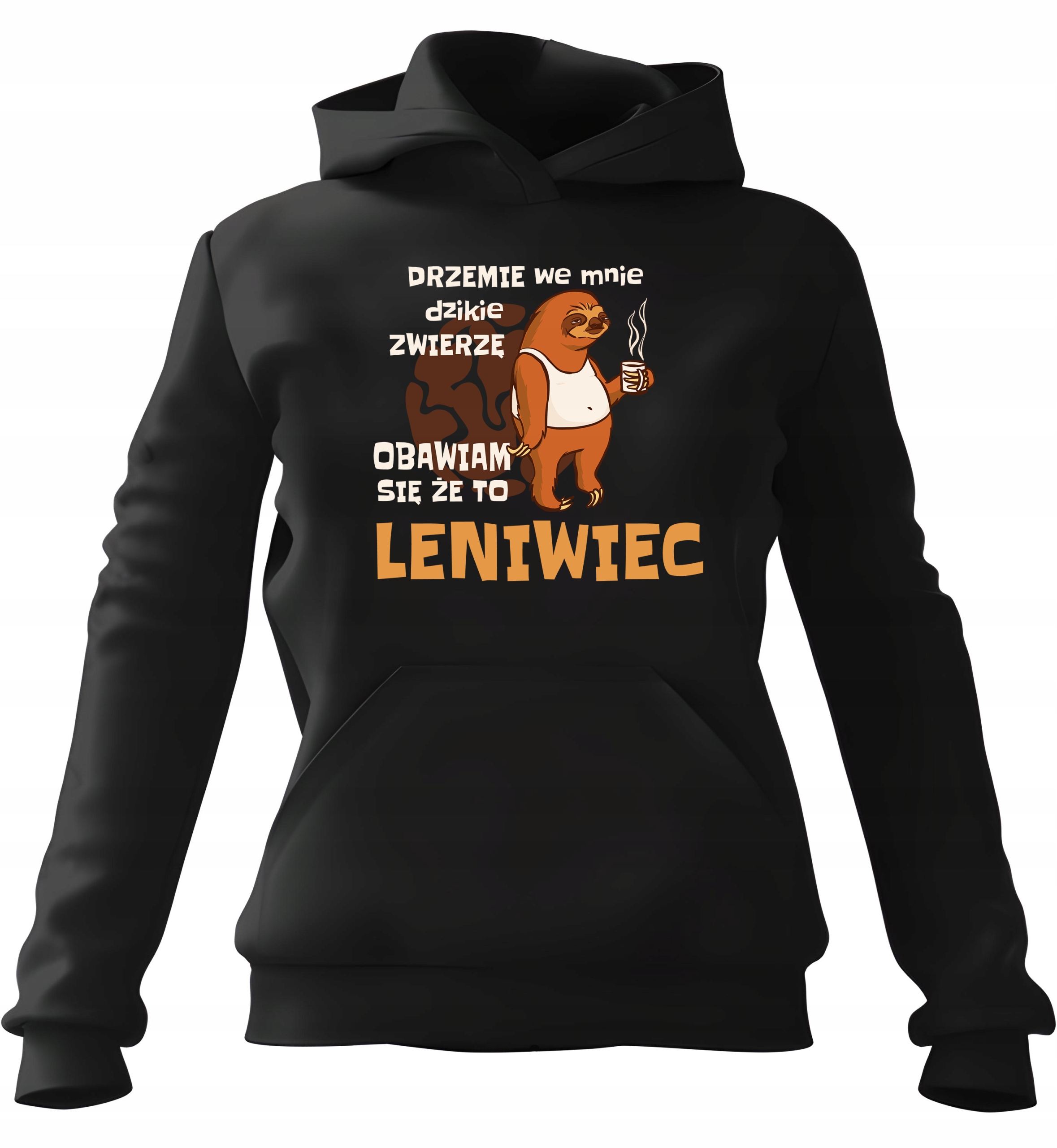 pánská mikina s kapucí Divoké zvíře Lenochod Černá M pro něj chlapa