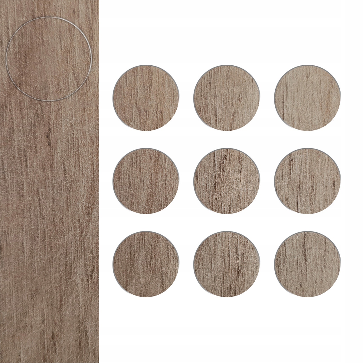 

Zaślepki Meblowe Klejowe Diy 9szt fi20mm Wzór Dąb