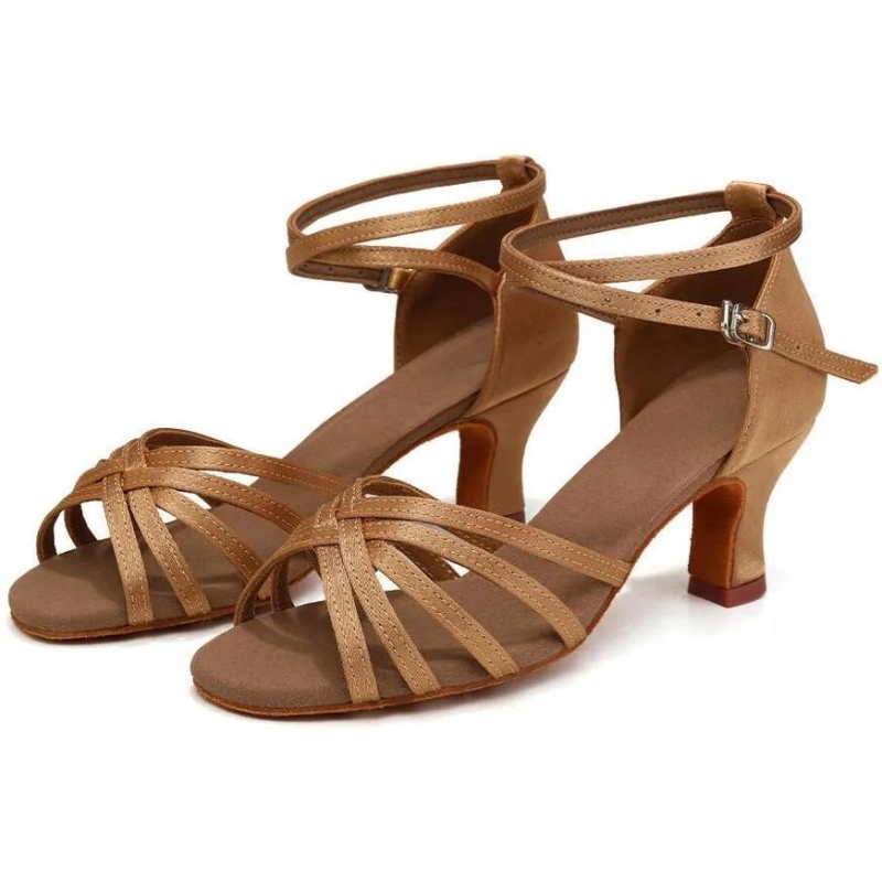 Buty taneczne damskie EU37,5 (23.5cm) jasny brąz 5,5 cm