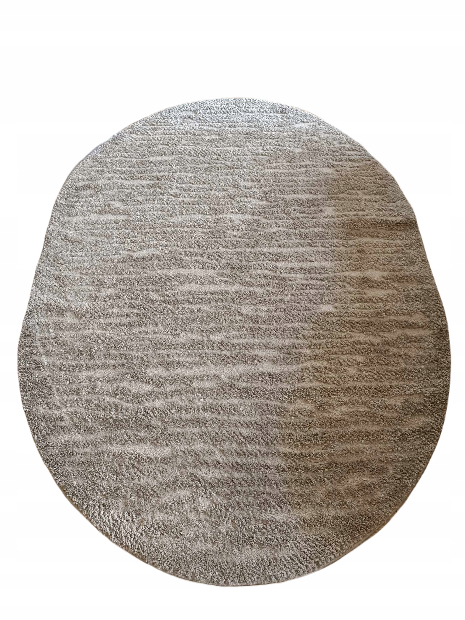 Koberec shaggy oválný do obývacího pokoje 160x230 cm, měkký, silný, béžový