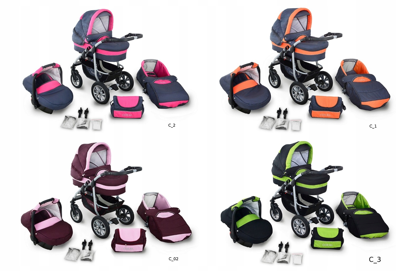 NOWY KRASNAL CORAL WÓZEK 3w1 GŁĘBOKI SPACER FOTEL Model CORAL