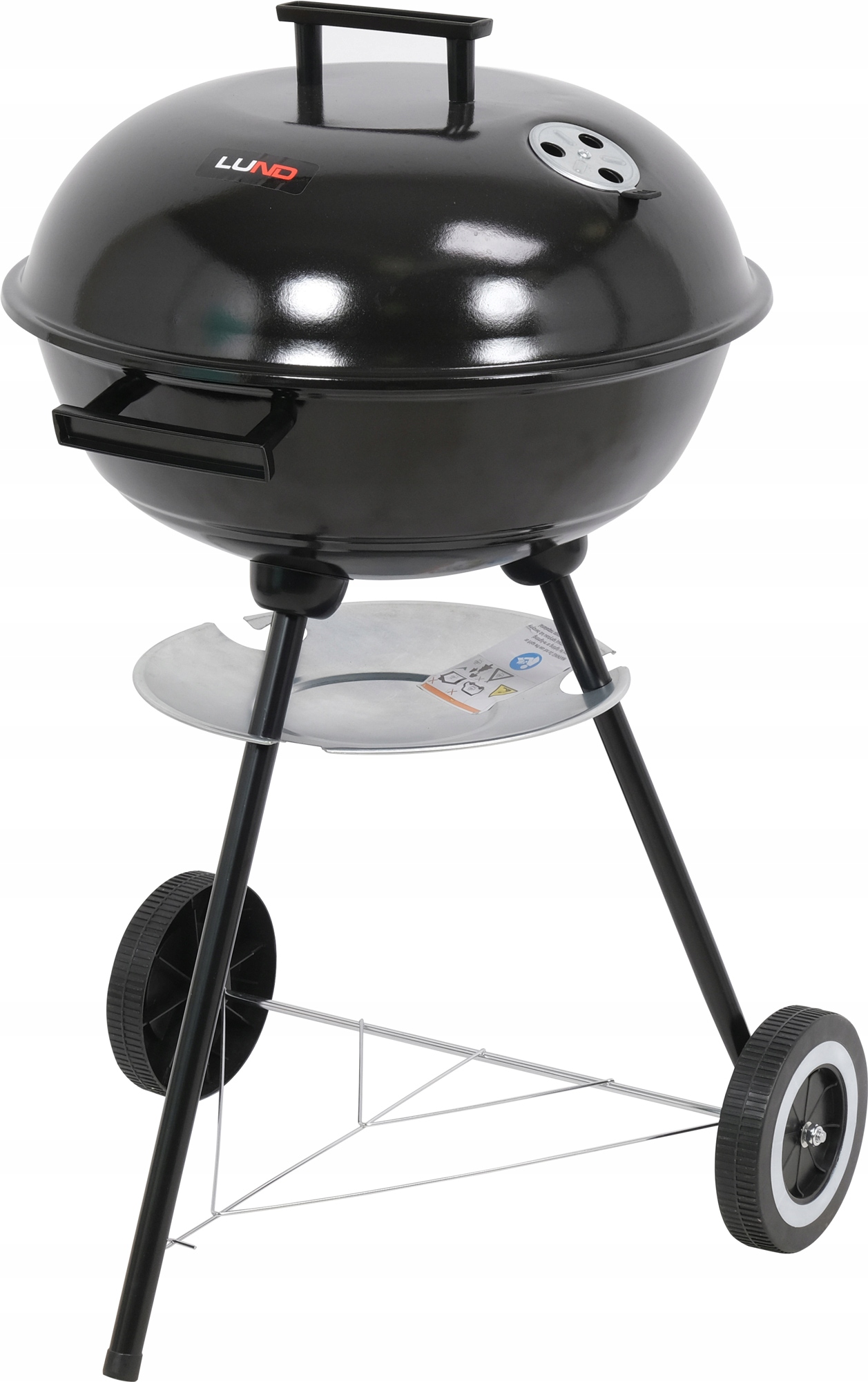 Grill Węglowy Ogrodowy Okrągły Z Pokrywą Popielnik Ruszt 41CM Lund