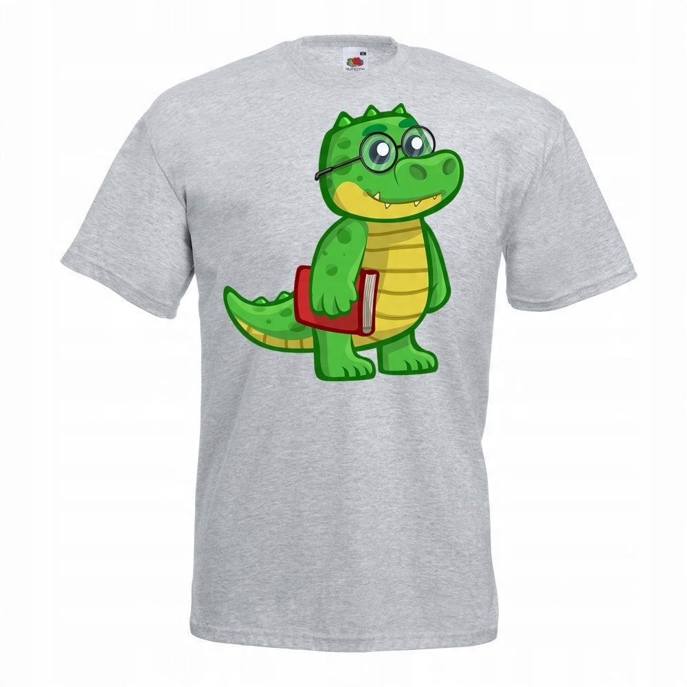 

Koszulka krokodyl nerd książka XL szara