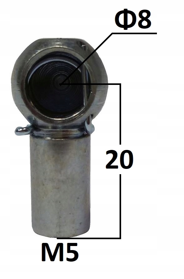 

Gniazdo kulowe otwór 8mm gwint M5 dł. 20mm