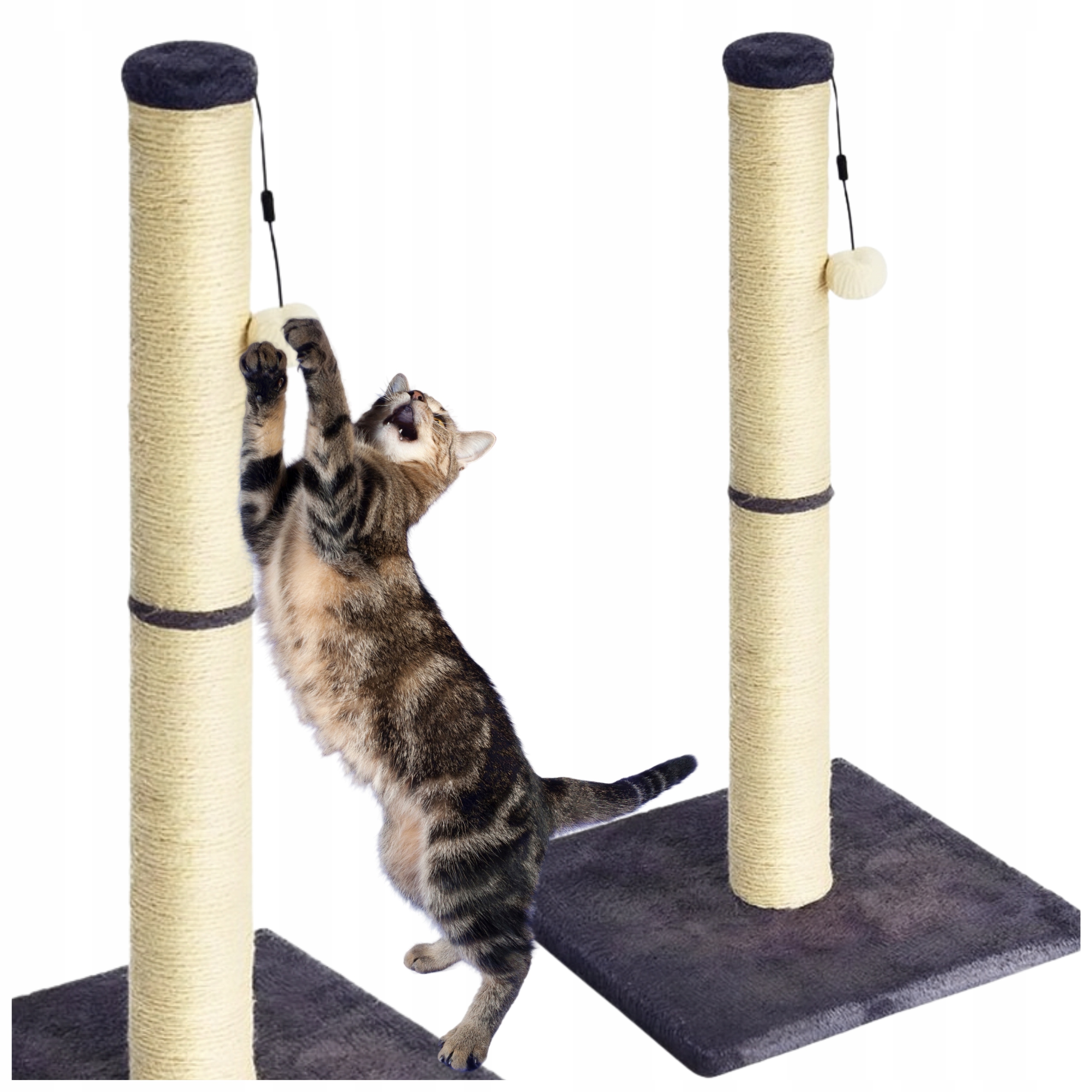 Levně Škrabadlo Pro Kočky Sloupek 74 CM Vysoký Sisal Hračka Bambule