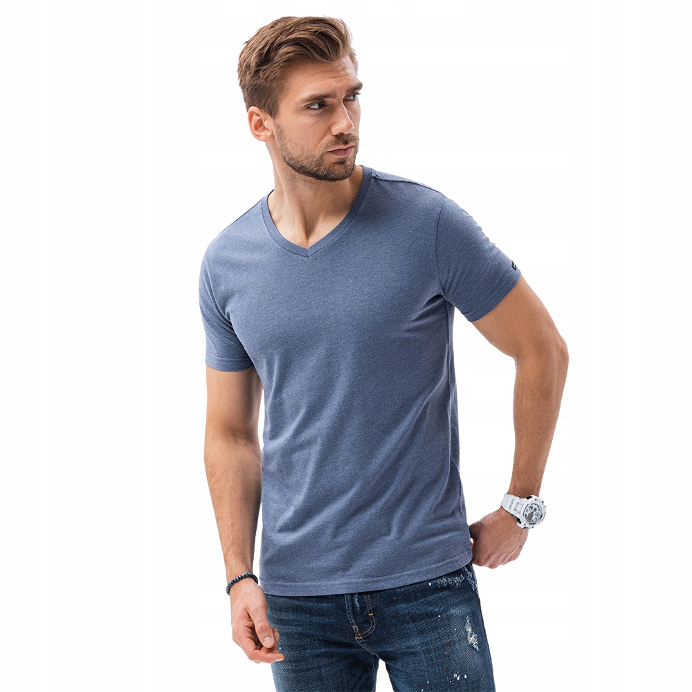 

T-shirt męski bawełniany Basic S1369 nieb mel XL