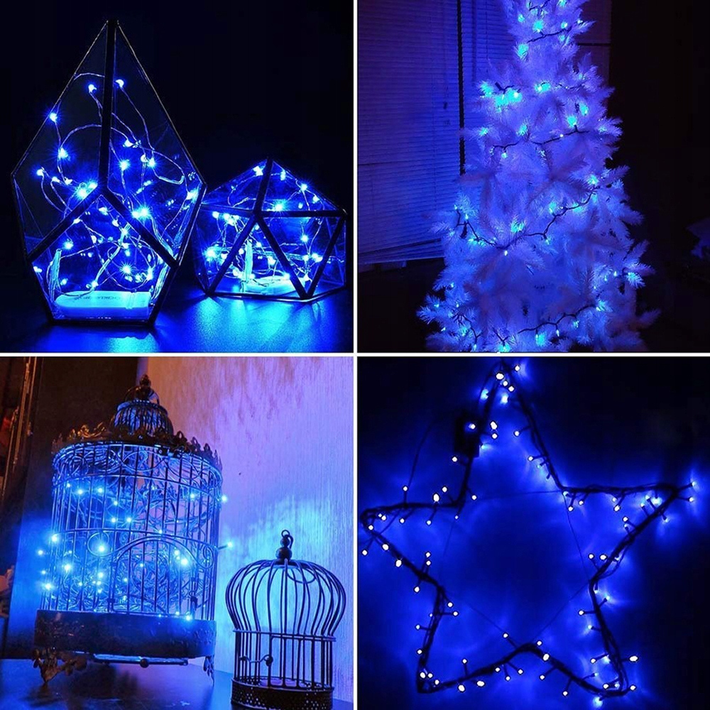 LAMPKI CHOINKOWE LED LAMPKI ŚWIĄTECZNE ZEWNĘTRZNE NA DOM 200 LED NIEBIESKI Liczba lampek 101 - 200