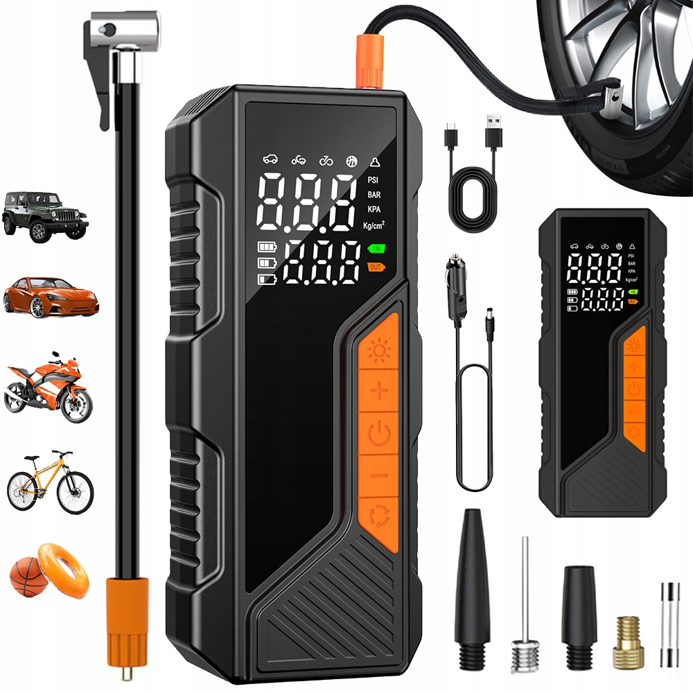 Přenosná Elektrická Vzduchová Pumpa 1500MAH, Multifunkční, 150 Psi, Černá