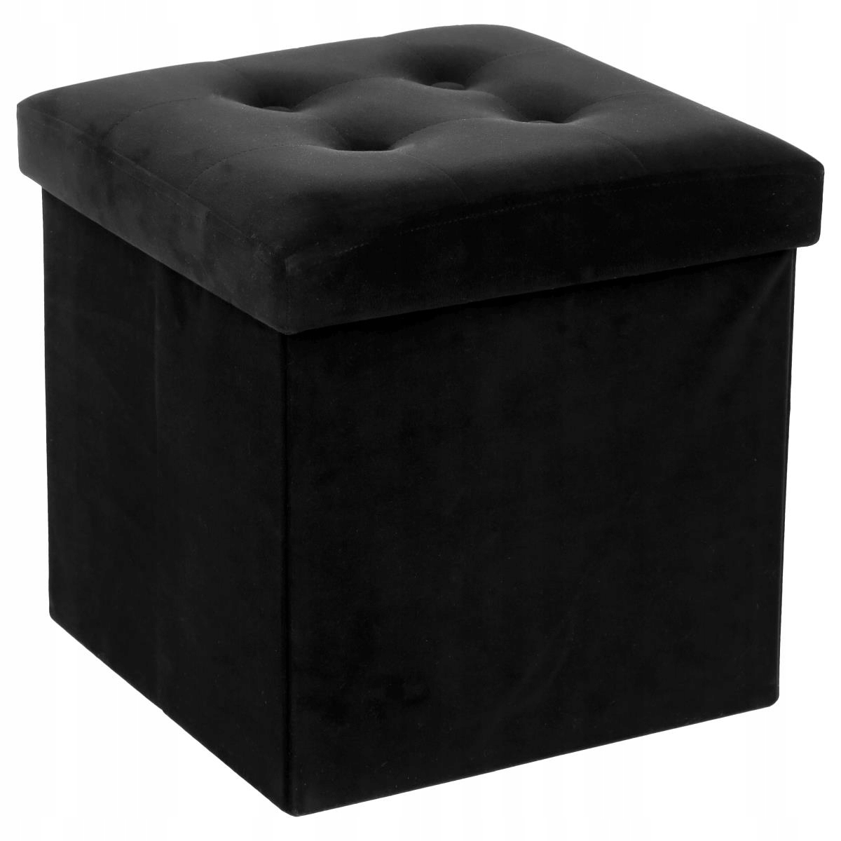 

Welurowa czarna pufa siedzisko 38x38 tapicerowana