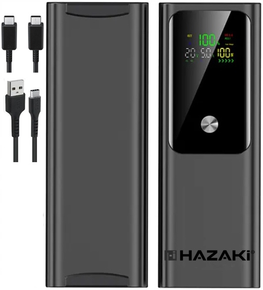 Powerbanka 100W 20000mAh Amper a Voltmetr 2x Kabel Rychlé Nabíjení