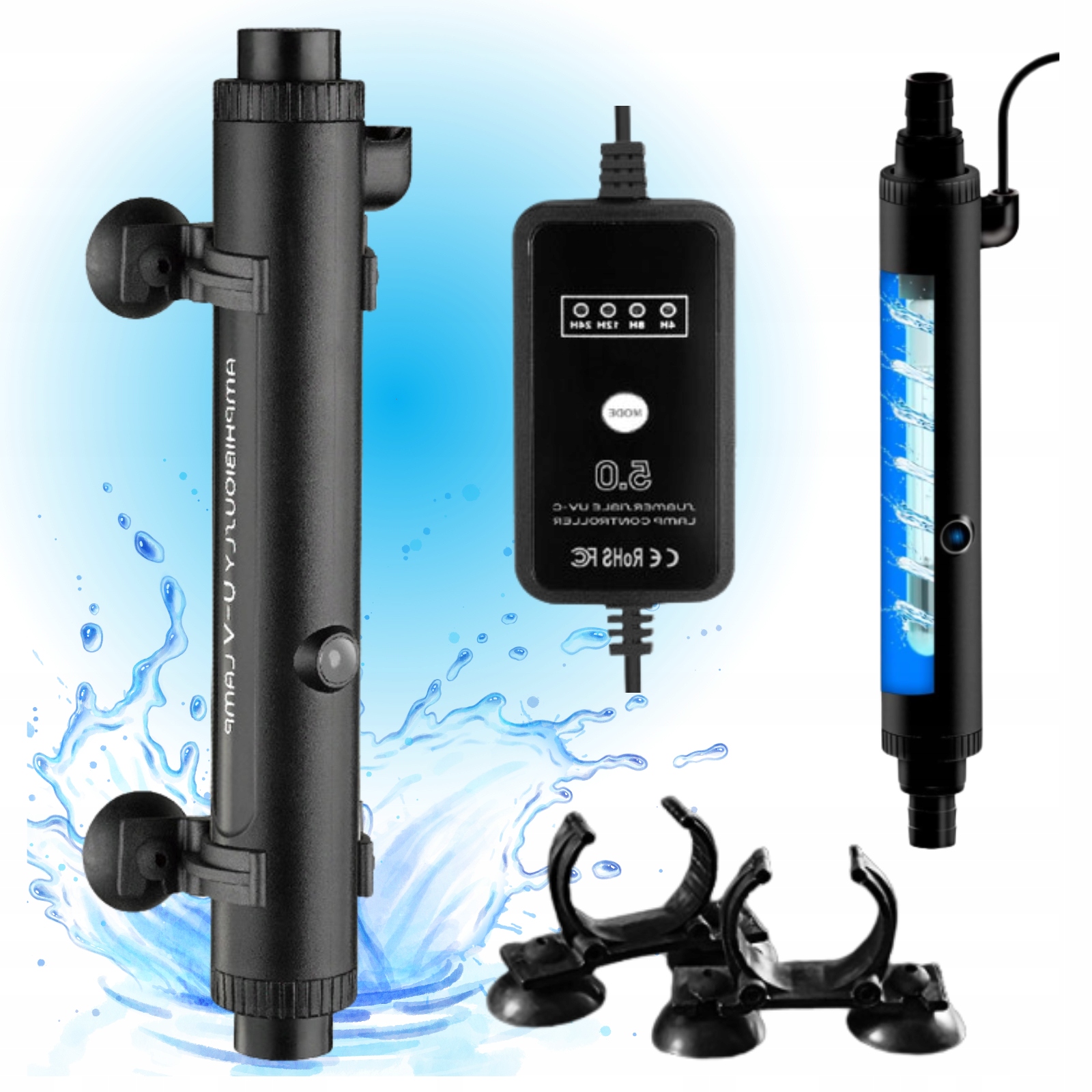 Uv-c sterilizátor 10W do jezírka Timer filtr proti řasám Silný